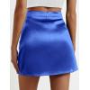 Zeagoo Womens Mini Skirts Elastic High Waisted Skirts Stain A-Line Zipper Party Club Skirt 2025(Sky Blue)