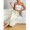 Zeagoo Womens Satin Skirt High Waist Midi Skirt Flowy Hem Silk Skirts Casual Summer Slip Skirt(Beige)