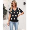 Zeagoo Women’s Short Sleeve Sweater 2026 Spring Summer V Neck Lightweight Tops Dressy Blouses Business Casual Outfits(A-flower Black)