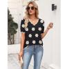 Zeagoo Women’s Short Sleeve Sweater 2026 Spring Summer V Neck Lightweight Tops Dressy Blouses Business Casual Outfits(A-flower Black)