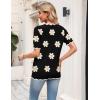Zeagoo Women’s Short Sleeve Sweater 2026 Spring Summer V Neck Lightweight Tops Dressy Blouses Business Casual Outfits(A-flower Black)