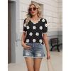 Zeagoo Women’s Short Sleeve Sweater 2026 Spring Summer V Neck Lightweight Tops Dressy Blouses Business Casual Outfits(A-flower Black)