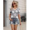 Zeagoo Women’s Short Sleeve Sweater 2026 Spring Summer V Neck Lightweight Tops Dressy Blouses Business Casual Outfits(A-flower Grey)