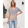 Zeagoo Women’s Short Sleeve Sweater 2026 Spring Summer V Neck Lightweight Tops Dressy Blouses Business Casual Outfits(A-grey&khaki)
