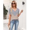 Zeagoo Women’s Short Sleeve Sweater 2026 Spring Summer V Neck Lightweight Tops Dressy Blouses Business Casual Outfits(A-grey&khaki)