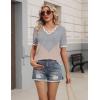 Zeagoo Women’s Short Sleeve Sweater 2026 Spring Summer V Neck Lightweight Tops Dressy Blouses Business Casual Outfits(A-grey&khaki)