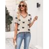 Zeagoo Women’s Short Sleeve Sweater 2026 Spring Summer V Neck Lightweight Tops Dressy Blouses Business Casual Outfits(A-khaki Bow)