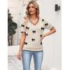 Zeagoo Women’s Short Sleeve Sweater 2026 Spring Summer V Neck Lightweight Tops Dressy Blouses Business Casual Outfits(A-khaki Bow)