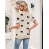 Zeagoo Women’s Short Sleeve Sweater 2026 Spring Summer V Neck Lightweight Tops Dressy Blouses Business Casual Outfits(A-khaki Bow)