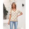 Zeagoo Women’s Short Sleeve Sweater 2026 Spring Summer V Neck Lightweight Tops Dressy Blouses Business Casual Outfits(A-khaki Polka Dot)