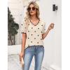 Zeagoo Women’s Short Sleeve Sweater 2026 Spring Summer V Neck Lightweight Tops Dressy Blouses Business Casual Outfits(A-khaki Polka Dot)