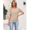 Zeagoo Women’s Short Sleeve Sweater 2026 Spring Summer V Neck Lightweight Tops Dressy Blouses Business Casual Outfits(Apricot)