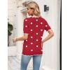 Zeagoo Women’s Short Sleeve Sweater 2026 Spring Summer V Neck Lightweight Tops Dressy Blouses Business Casual Outfits(A-red White Heart)