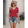 Zeagoo Women’s Short Sleeve Sweater 2026 Spring Summer V Neck Lightweight Tops Dressy Blouses Business Casual Outfits(A-red White Heart)