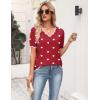 Zeagoo Women’s Short Sleeve Sweater 2026 Spring Summer V Neck Lightweight Tops Dressy Blouses Business Casual Outfits(A-red White Heart)