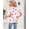 Zeagoo Women’s Short Sleeve Sweater 2026 Spring Summer V Neck Lightweight Tops Dressy Blouses Business Casual Outfits(A-white Red Heart)