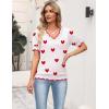 Zeagoo Women’s Short Sleeve Sweater 2026 Spring Summer V Neck Lightweight Tops Dressy Blouses Business Casual Outfits(A-white Red Heart)