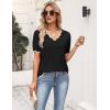 Zeagoo Women’s Short Sleeve Sweater 2026 Spring Summer V Neck Lightweight Tops Dressy Blouses Business Casual Outfits(Black)
