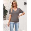 Zeagoo Women’s Short Sleeve Sweater 2026 Spring Summer V Neck Lightweight Tops Dressy Blouses Business Casual Outfits(Brown)