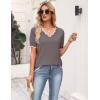 Zeagoo Women’s Short Sleeve Sweater 2026 Spring Summer V Neck Lightweight Tops Dressy Blouses Business Casual Outfits(Brown)