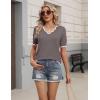 Zeagoo Women’s Short Sleeve Sweater 2026 Spring Summer V Neck Lightweight Tops Dressy Blouses Business Casual Outfits(Brown)