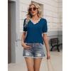 Zeagoo Women’s Short Sleeve Sweater 2026 Spring Summer V Neck Lightweight Tops Dressy Blouses Business Casual Outfits(Dark Blue)