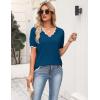 Zeagoo Women’s Short Sleeve Sweater 2026 Spring Summer V Neck Lightweight Tops Dressy Blouses Business Casual Outfits(Dark Blue)