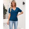 Zeagoo Women’s Short Sleeve Sweater 2026 Spring Summer V Neck Lightweight Tops Dressy Blouses Business Casual Outfits(Dark Blue)