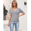 Zeagoo Women’s Short Sleeve Sweater 2026 Spring Summer V Neck Lightweight Tops Dressy Blouses Business Casual Outfits(Grey)