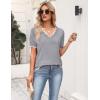 Zeagoo Women’s Short Sleeve Sweater 2026 Spring Summer V Neck Lightweight Tops Dressy Blouses Business Casual Outfits(Grey)
