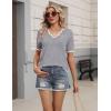 Zeagoo Women’s Short Sleeve Sweater 2026 Spring Summer V Neck Lightweight Tops Dressy Blouses Business Casual Outfits(Grey)