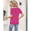 Zeagoo Women’s Short Sleeve Sweater 2026 Spring Summer V Neck Lightweight Tops Dressy Blouses Business Casual Outfits(Hot Pink)