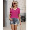 Zeagoo Women’s Short Sleeve Sweater 2026 Spring Summer V Neck Lightweight Tops Dressy Blouses Business Casual Outfits(Hot Pink)