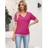 Zeagoo Women’s Short Sleeve Sweater 2026 Spring Summer V Neck Lightweight Tops Dressy Blouses Business Casual Outfits(Hot Pink)