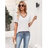 Zeagoo Women’s Short Sleeve Sweater 2026 Spring Summer V Neck Lightweight Tops Dressy Blouses Business Casual Outfits(White)