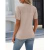 Zeagoo Women’s Short Sleeve Sweater Tops 2026 Spring Summer Crew Neck Hollow Out Blouses Dressy Business Casual Outfits(Beige)