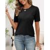 Zeagoo Women’s Short Sleeve Sweater Tops 2026 Spring Summer Crew Neck Hollow Out Blouses Dressy Business Casual Outfits(Black)