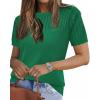 Zeagoo Women’s Short Sleeve Sweater Tops 2026 Spring Summer Crew Neck Hollow Out Blouses Dressy Business Casual Outfits(Green)