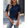 Zeagoo Women’s Short Sleeve Sweater Tops 2026 Spring Summer Crew Neck Hollow Out Blouses Dressy Business Casual Outfits(Navy)