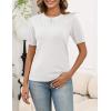 Zeagoo Women’s Short Sleeve Sweater Tops 2026 Spring Summer Crew Neck Hollow Out Blouses Dressy Business Casual Outfits(White)