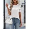 Zeagoo Women’s Short Sleeve Sweater Tops 2026 Spring Summer Crew Neck Hollow Out Blouses Dressy Business Casual Outfits(White)