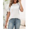 Zeagoo Women’s Short Sleeve Sweater Tops 2026 Spring Summer Crew Neck Hollow Out Blouses Dressy Business Casual Outfits(White)
