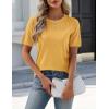 Zeagoo Women’s Short Sleeve Sweater Tops 2026 Spring Summer Crew Neck Hollow Out Blouses Dressy Business Casual Outfits(Yellow)
