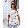 Zeagoo Womens Short Sleeve Tops Floral Boho Shirts Pleated Crewneck Summer Outfit Puff Sleeve Blouses Casual Tunic(Bf112)
