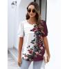 Zeagoo Womens Short Sleeve Tops Floral Boho Shirts Pleated Crewneck Summer Outfit Puff Sleeve Blouses Casual Tunic(Bf183)