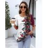 Zeagoo Womens Short Sleeve Tops Floral Boho Shirts Pleated Crewneck Summer Outfit Puff Sleeve Blouses Casual Tunic(Bf183)