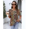 Zeagoo Womens Short Sleeve Tops Floral Boho Shirts Pleated Crewneck Summer Outfit Puff Sleeve Blouses Casual Tunic(Boho Multicolor 721)