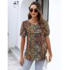 Zeagoo Womens Short Sleeve Tops Floral Boho Shirts Pleated Crewneck Summer Outfit Puff Sleeve Blouses Casual Tunic(Boho Multicolor 721)