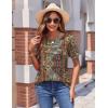 Zeagoo Womens Short Sleeve Tops Floral Boho Shirts Pleated Crewneck Summer Outfit Puff Sleeve Blouses Casual Tunic(Boho Multicolor 721)