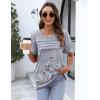 Zeagoo Womens Short Sleeve Tops Floral Boho Shirts Pleated Crewneck Summer Outfit Puff Sleeve Blouses Casual Tunic(Dh62)